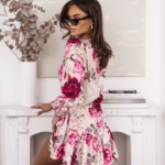 Sukienka "anna" Krótka - Pink And Beige Roses