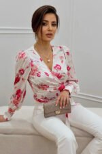 Bluzka Kopertowa Gabi - Różowy Kwiat - obrazek 3