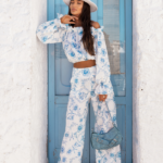 Komplet Lniany Mia - Floria Blue