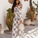 Komplet Lniany Mia - Ricamo Brown