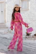 Komplet Lniany Mia - Ricamo Pink
