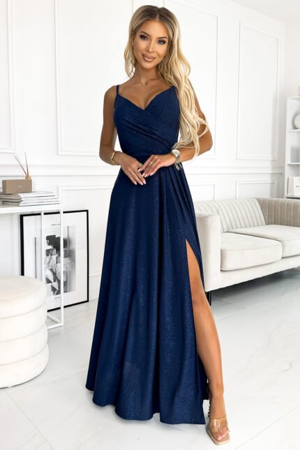 Sukienka Chiara maxi — Granatowa z brokatem