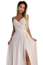 Sukienka Chiara maxi — Beżowa z brokatem