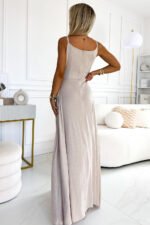 Sukienka Chiara maxi — Beżowa z brokatem
