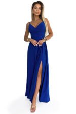 Sukienka Chiara maxi — Chabrowa z brokatem