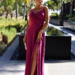 Sukienka Chiara maxi — Fuksja z brokatem