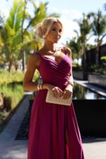 Sukienka Chiara maxi — Fuksja z brokatem