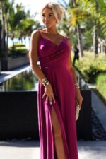 Sukienka Chiara maxi — Fuksja z brokatem