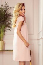 Trapezowa sukienka Celine z kieszonkami — Pastelowy róż