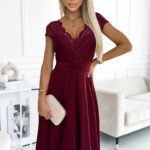 Sukienka Linda z koronką — Bordo