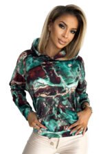 Bluza kangurka z kapturem — Turkusowo-brązowy marmur
