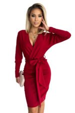Kopertowa sukienka Celia z odkrytymi plecami — Bordo