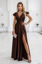 Sukienka Crystal maxi — Czekoladowa