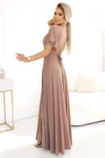 Sukienka Jennifer maxi — Mocha mousse z brokatem