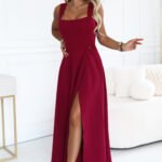 Sukienka Aurelia maxi z rozcięciem — Bordo