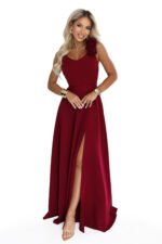 Wieczorowa sukienka maxi z różami — Bordo