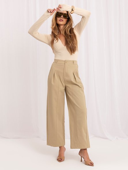 Spodnie culotte z przeszyciami — Beżowy Spodnie culotte z przeszyciami — Beż