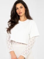 Koronkowe body z długim rękawem — Biel