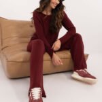 Dzianinowy komplet ze spodniami — Bordo