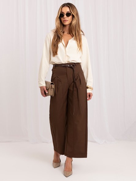Spodnie culotte z przeszyciami — Brązowy Spodnie culotte z przeszyciami — Brąz