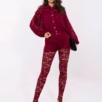 Koronkowe legginsy z podszewką — Bordo