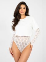 Koronkowe body z długim rękawem — Biel