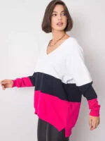 Bluza Lotta z dekoltem V — Biało-różowy