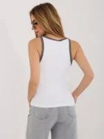 Prążkowany tank top z okrągłym dekoltem — Biel
