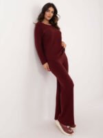 Dzianinowy komplet ze spodniami — Bordo