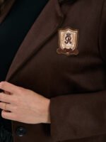 Marynarka z efektem zamszu i naszywką — Brąz