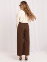 Spodnie culotte z przeszyciami — Brąz