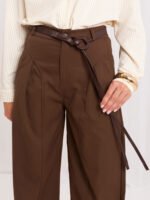 Spodnie culotte z przeszyciami — Brąz