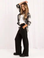Flanelowa koszula w kratę z kieszeniami — Czerń