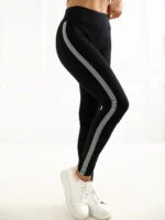 Bawełniane legginsy Jasmine z lampasami — Czerń