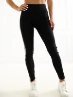 Bawełniane legginsy Jasmine z lampasami — Czerń