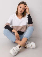 Bluza Lotta z dekoltem V — Czarno-beżowy