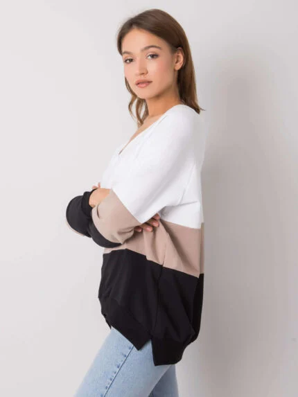 Bluza Lotta z dekoltem V — Czarno-beżowy