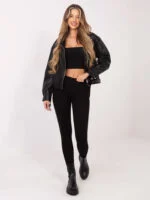 Legginsy Rissa z lampasami — Czarno-srebrny
