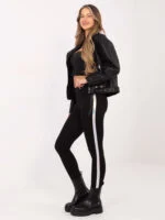 Legginsy Rissa z lampasami — Czarno-srebrny
