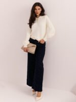 Sweter polo z bufiastymi rękawami — Ecru