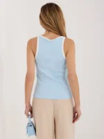 Prążkowany tank top z okrągłym dekoltem — Błękit